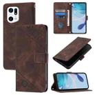 For OPPO Find X5 Skin-feel Embossed Leather Phone Case(Brown) - 1