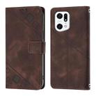 For OPPO Find X5 Skin-feel Embossed Leather Phone Case(Brown) - 2