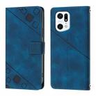 For OPPO Find X5 Pro Skin-feel Embossed Leather Phone Case(Blue) - 2