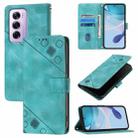 For OPPO Reno12 Pro Global Skin-feel Embossed Leather Phone Case(Green) - 1