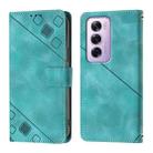 For OPPO Reno12 Pro Global Skin-feel Embossed Leather Phone Case(Green) - 2