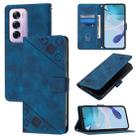 For OPPO Reno12 Pro Global Skin-feel Embossed Leather Phone Case(Blue) - 1