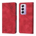 For OPPO Reno12 Pro Global Skin-feel Embossed Leather Phone Case(Red) - 2