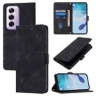 For OPPO Reno12 Pro Global Skin-feel Embossed Leather Phone Case(Black) - 1