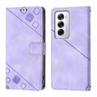 For OPPO Reno12 5G Global Skin-feel Embossed Leather Phone Case(Light Purple) - 2