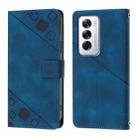 For OPPO Reno12 5G Global Skin-feel Embossed Leather Phone Case(Blue) - 2