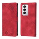 For OPPO Reno12 5G Global Skin-feel Embossed Leather Phone Case(Red) - 2