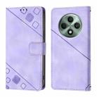 For OPPO Reno12 F 5G Global Skin-feel Embossed Leather Phone Case(Light Purple) - 2