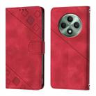 For OPPO Reno12 F 5G Global Skin-feel Embossed Leather Phone Case(Red) - 2