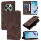 For OPPO Reno12 F 5G Global Skin-feel Embossed Leather Phone Case(Brown) - 1