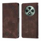 For OPPO Reno12 F 5G Global Skin-feel Embossed Leather Phone Case(Brown) - 2