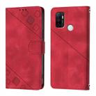 For OPPO A53s 4G / A33 2020 4G Skin-feel Embossed Leather Phone Case(Red) - 3