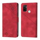For OPPO A11s 4G Skin-feel Embossed Leather Phone Case(Red) - 3