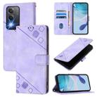 For OPPO A80 5G EU Version Skin-feel Embossed Leather Phone Case(Light Purple) - 1