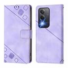 For OPPO A80 5G EU Version Skin-feel Embossed Leather Phone Case(Light Purple) - 3