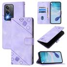 For OPPO K12x 5G Global Skin-feel Embossed Leather Phone Case(Light Purple) - 1