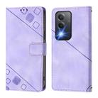 For OPPO K12x 5G Global Skin-feel Embossed Leather Phone Case(Light Purple) - 3