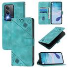 For OPPO K12x 5G Global Skin-feel Embossed Leather Phone Case(Green) - 1