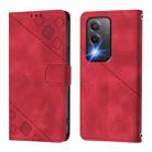 For OPPO K12x 5G Global Skin-feel Embossed Leather Phone Case(Red) - 3