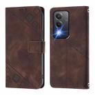 For OPPO K12x 5G Global Skin-feel Embossed Leather Phone Case(Brown) - 3