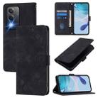 For OPPO K12x 5G Global Skin-feel Embossed Leather Phone Case(Black) - 1