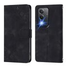 For OPPO A3 Pro 5G India Skin-feel Embossed Leather Phone Case(Black) - 3