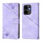 For OPPO Reno13 F 5G Global Skin-feel Embossed Leather Phone Case(Light Purple) - 2
