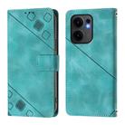 For OPPO Reno13 F 5G Global Skin-feel Embossed Leather Phone Case(Green) - 2