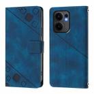 For OPPO Reno13 F 5G Global Skin-feel Embossed Leather Phone Case(Blue) - 2