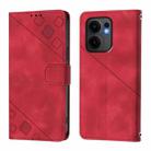 For OPPO Reno13 F 5G Global Skin-feel Embossed Leather Phone Case(Red) - 2