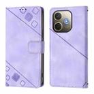 For OPPO A5 Pro 5G Global Skin-feel Embossed Leather Phone Case(Light Purple) - 2