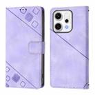 For OPPO Reno14 5G Global Skin-feel Embossed Leather Phone Case(Light Purple) - 2