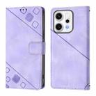 For OPPO Reno14 Pro 5G Global Skin-feel Embossed Leather Phone Case(Light Purple) - 2