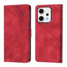 For OPPO Reno14 Pro 5G Global Skin-feel Embossed Leather Phone Case(Red) - 2