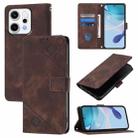 For OPPO Reno14 Pro 5G Global Skin-feel Embossed Leather Phone Case(Brown) - 1