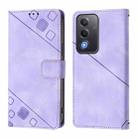 For OPPO A5 5G Global / A3 Pro 5G Global Skin-feel Embossed Leather Phone Case(Light Purple) - 3