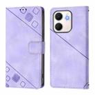 For OPPO A5x 4G Global / 5G Global Skin-feel Embossed Leather Phone Case(Light Purple) - 2