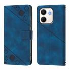 For OPPO A5x 4G Global / 5G Global Skin-feel Embossed Leather Phone Case(Blue) - 2