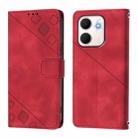 For OPPO A5x 4G Global / 5G Global Skin-feel Embossed Leather Phone Case(Red) - 2