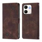 For OPPO A5x 4G Global / 5G Global Skin-feel Embossed Leather Phone Case(Brown) - 2
