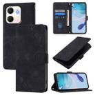 For OPPO A5x 4G Global / 5G Global Skin-feel Embossed Leather Phone Case(Black) - 1