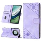 For Huawei Mate 60 Pro Skin-feel Embossed Leather Phone Case(Light Purple) - 1