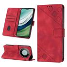 For Huawei Mate 60 Pro Skin-feel Embossed Leather Phone Case(Red) - 1