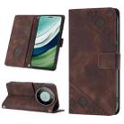 For Huawei Mate 60 Pro Skin-feel Embossed Leather Phone Case(Brown) - 1