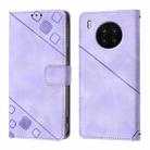 For Huawei Nova 8i Skin Feel Embossed Leather Phone Case(Light Purple) - 2