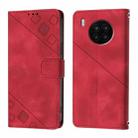 For Huawei Nova 8i Skin Feel Embossed Leather Phone Case(Red) - 2