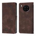 For Huawei Nova 8i Skin Feel Embossed Leather Phone Case(Brown) - 2