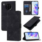 For Huawei Nova 8i Skin Feel Embossed Leather Phone Case(Black) - 1