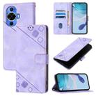 For Huawei Nova 12s Global Skin Feel Embossed Leather Phone Case(Light Purple) - 1