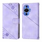 For Huawei Nova 12s Global Skin Feel Embossed Leather Phone Case(Light Purple) - 2